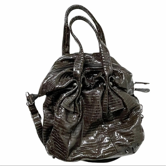 Arcadia | Dark Brown Embossed Snakeskin Bag - Picture 2 of 8